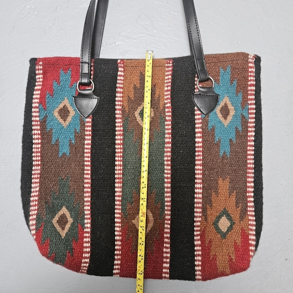 EL Paso Aztec Pattern  Native Handwoven Full zip Wool Blend Shoulder Bag - Picture 5 of 12
